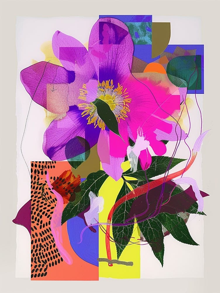 Hellebore 4 Neon Flower Collage