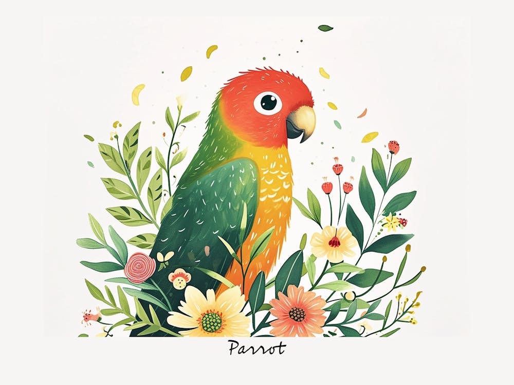 Little Floral Parrot 2 Poster
