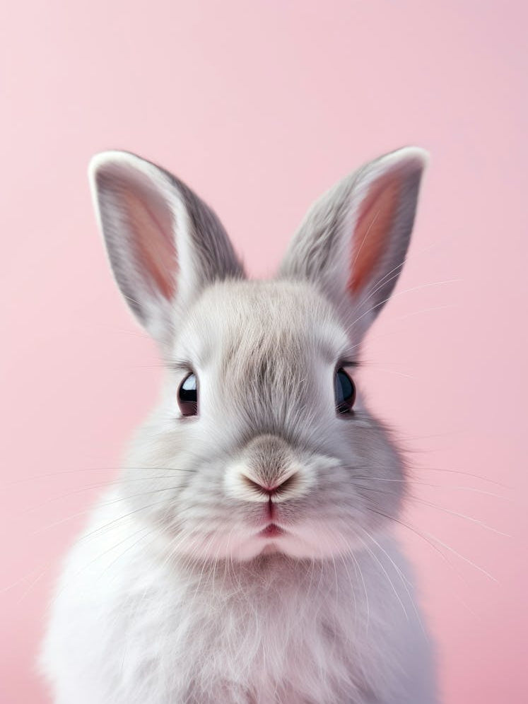 Rabbit On Pink Background 1