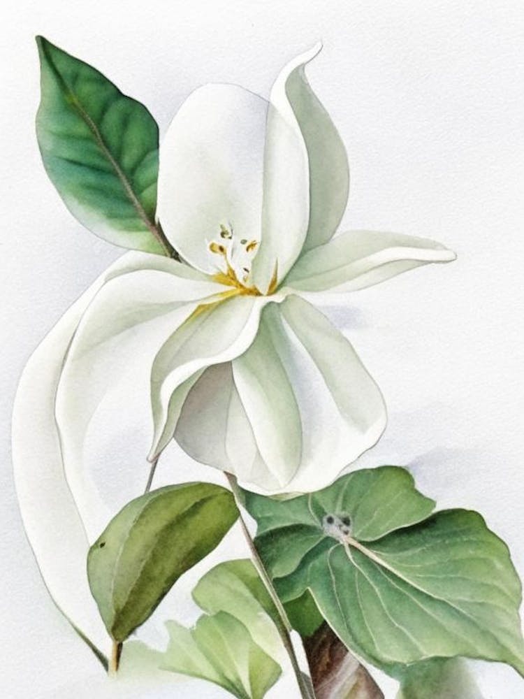 White Trillium Wildflower Watercolour 2