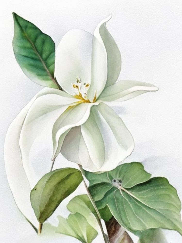 White Trillium Wildflower Watercolour 2