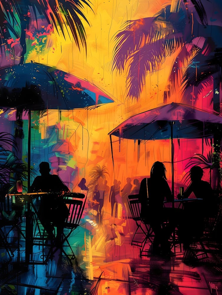 Sunset At The Beach, Vibrant, Pop Art