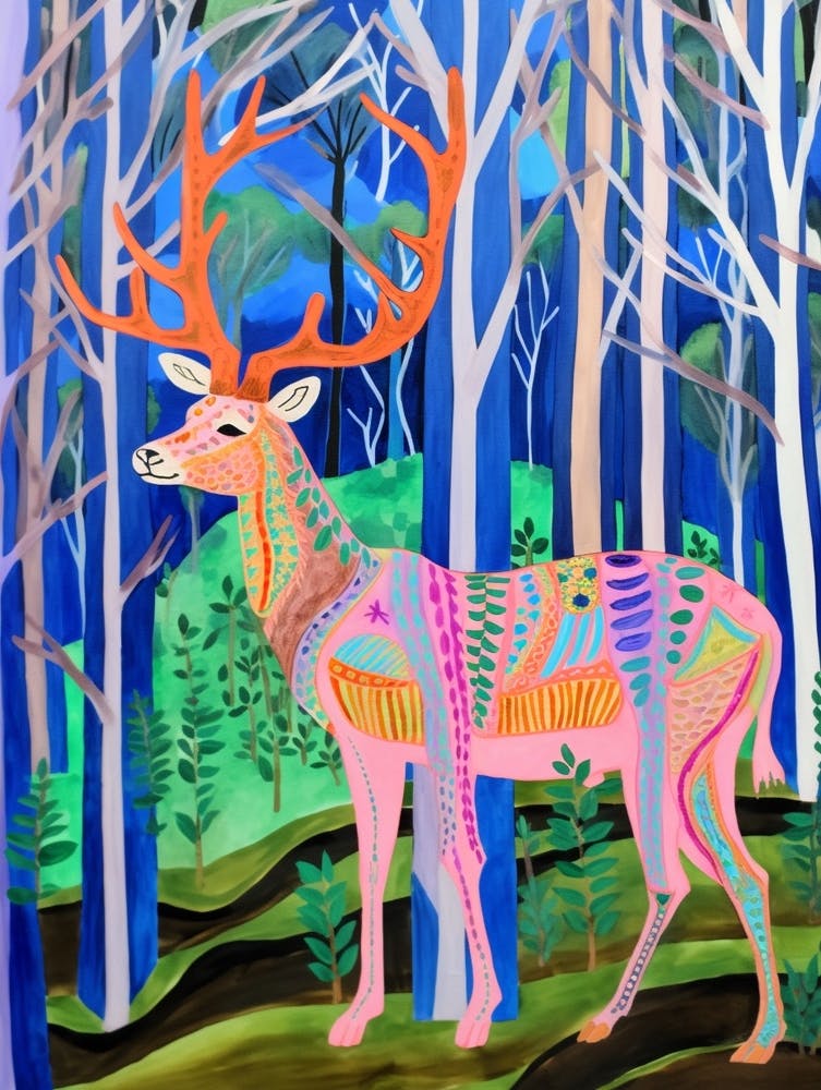 Maximalist Animal Painting Elk 4