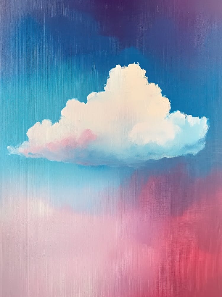 Cloud Wall Art Painting Pink Blue Sky Print