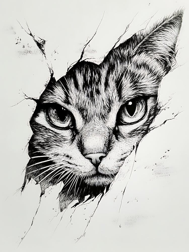 Angry Cat Watching from Wall Hole 18