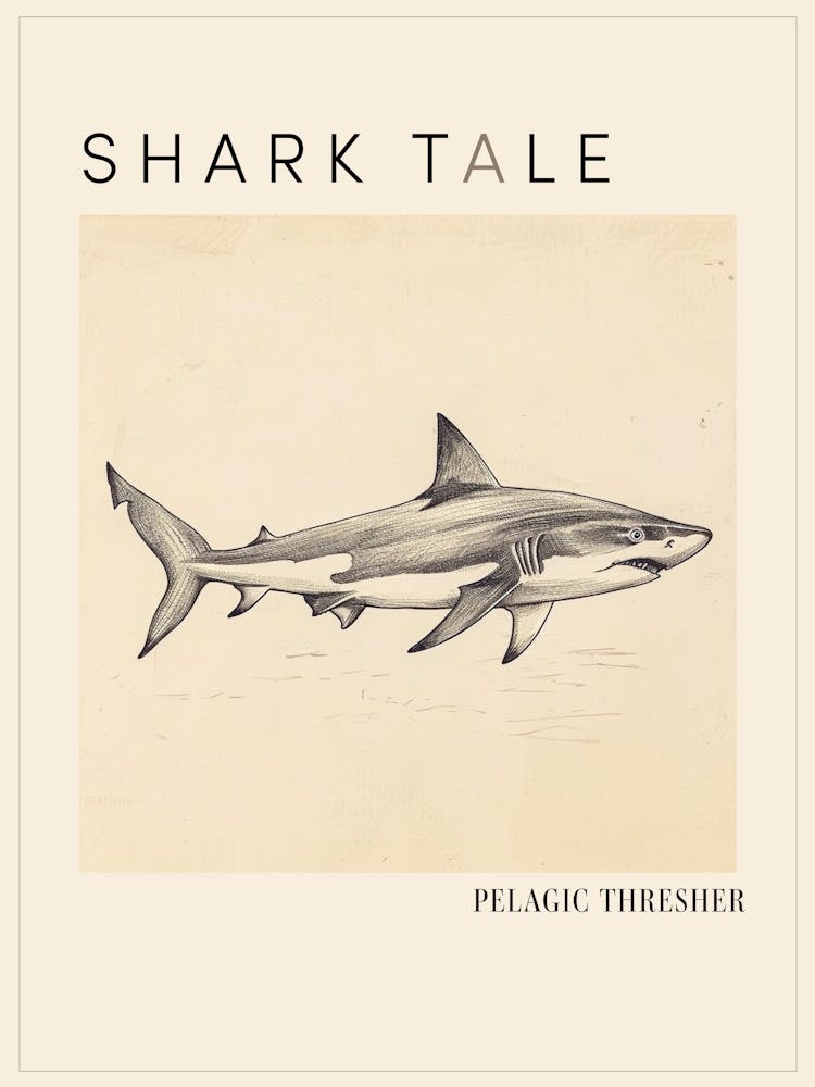 Pelagic Thresher Vintage Illustration 5 Poster