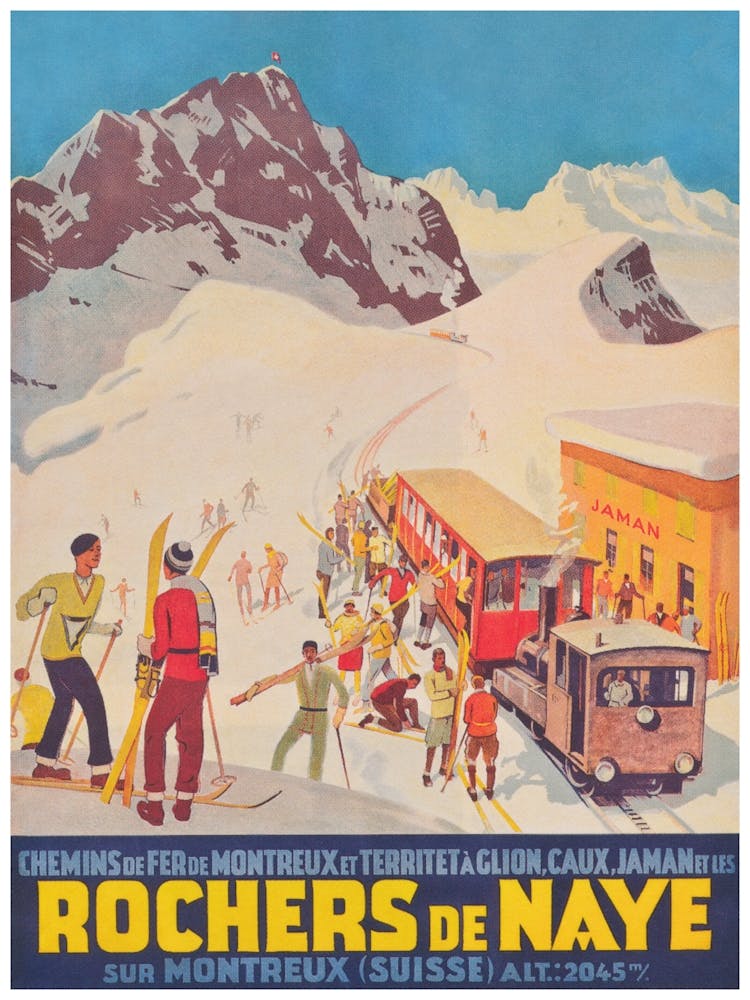 Rochers De Naye Switzerland Vintage-Skiposter