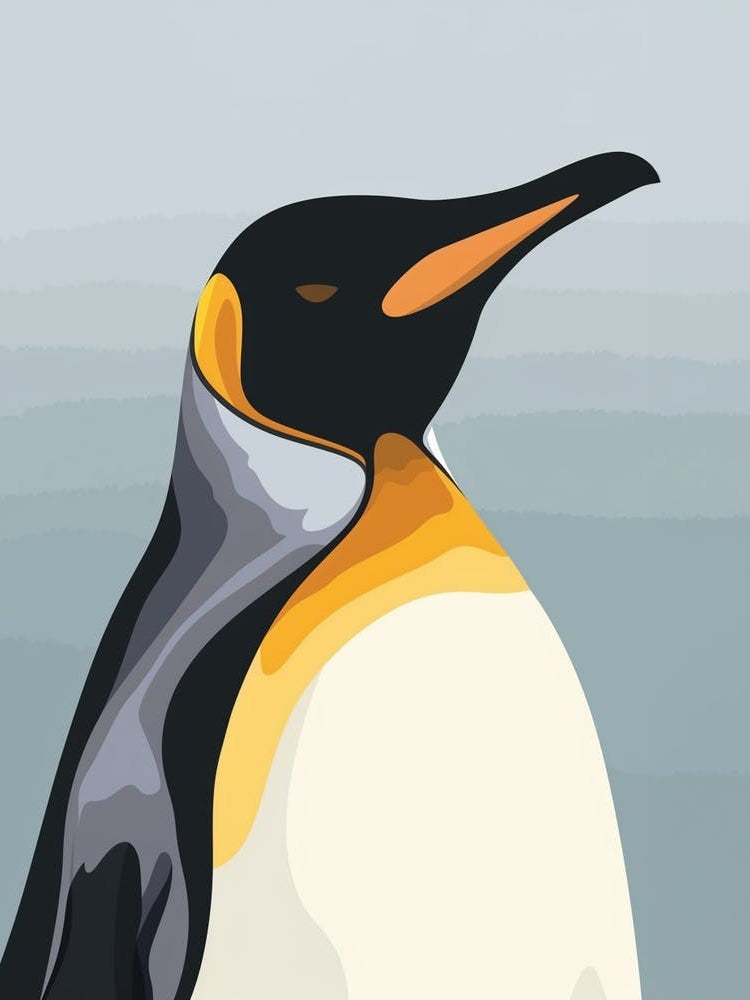 Emperor Penguin Salisbury Plain Minimalist Illustration 4