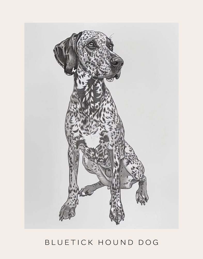 Bluetick Hound Dog Line Sketch 1 Poster