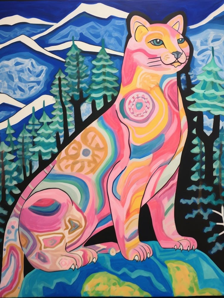 Maximalist Animal Painting Mountain Lion 1