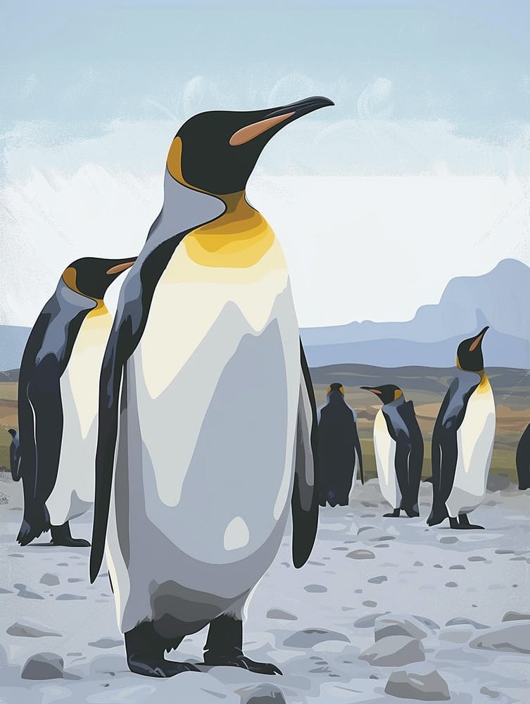 Emperor Penguin Deception Island Minimalist Illustration 2