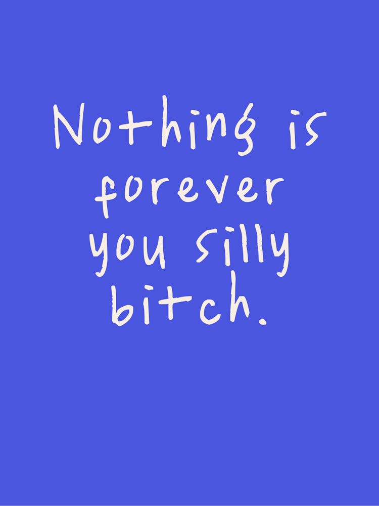 Nothing Is Forever You Silly Bitch | Electric Blue And Oatmeal