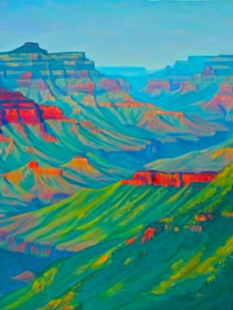 Grand Canyon National Park United States Of America Blue Oil Painting 2 