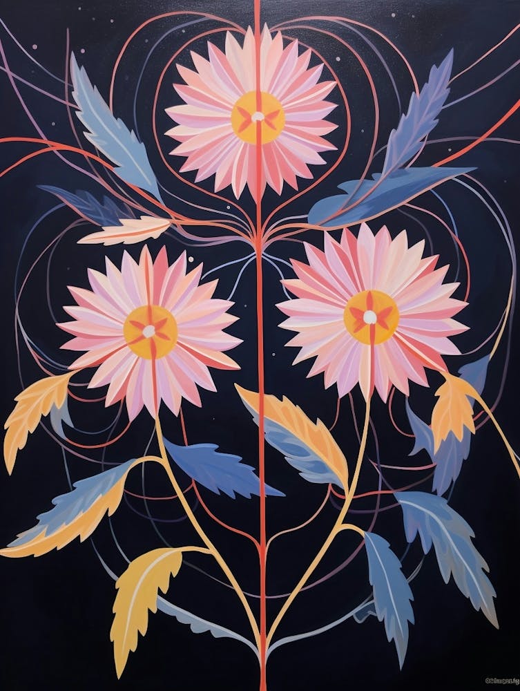 Asters 6 Hilma Af Klint Inspired Flower Illustration