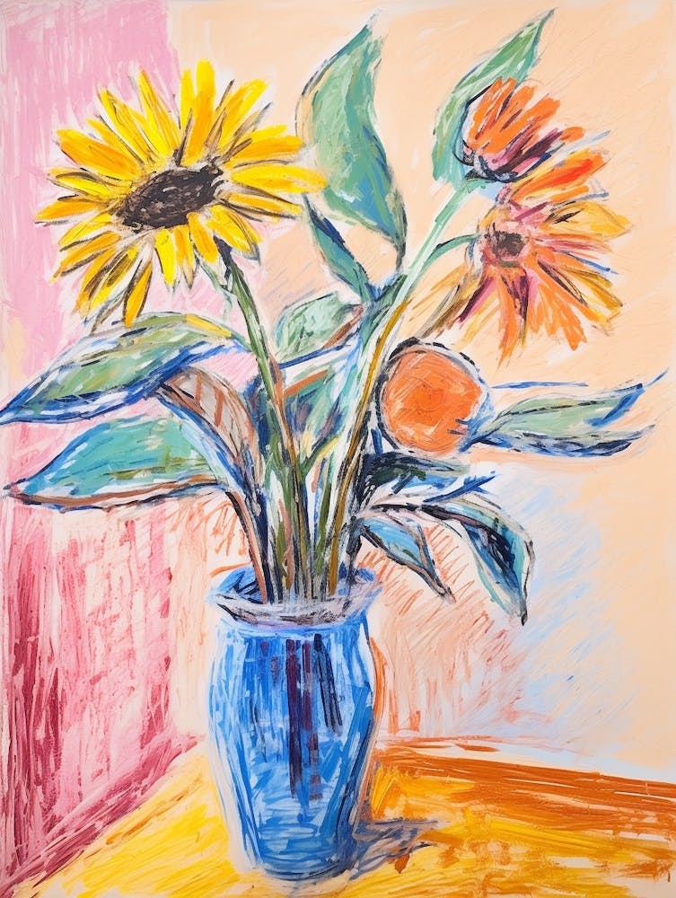 Flower Painting Fauvist Style Sunflower 1
