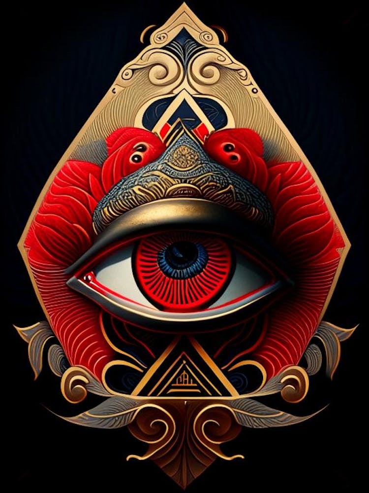 Third Eye Symbol Japanese Ukiyo E Style