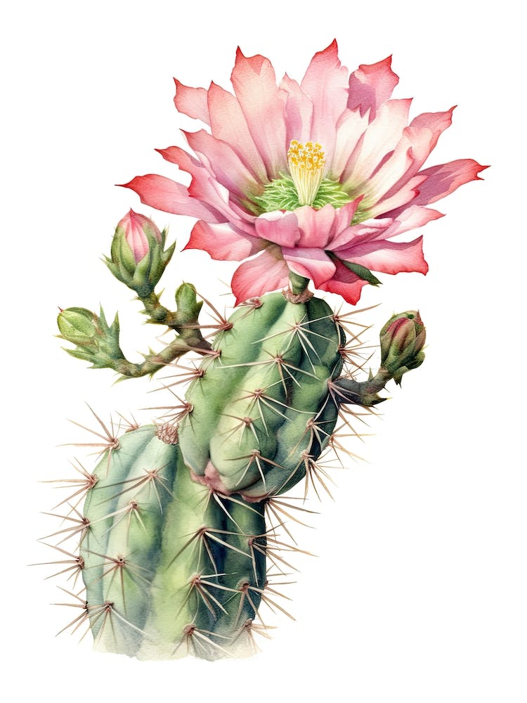 Acanthocalycium Cactus Watercolour Drawing 4