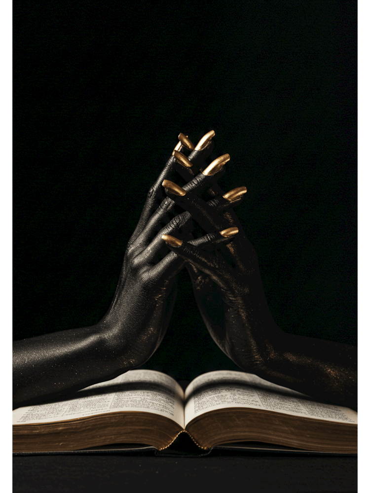 Portrait art of praying hands print