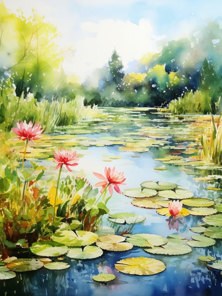 Monets Garden Usa Watercolour 1