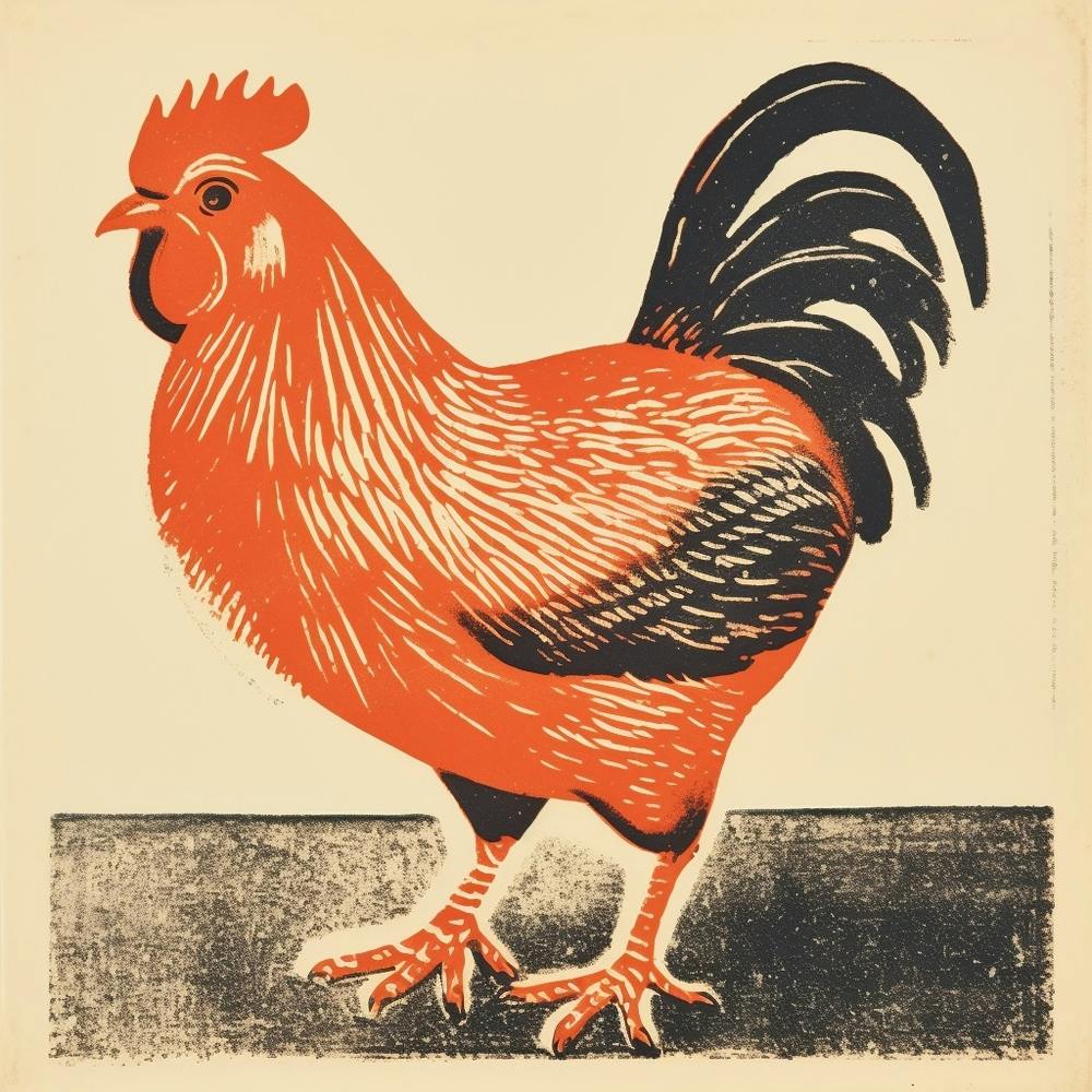 Retro Vogel Lithografie Chicken 5