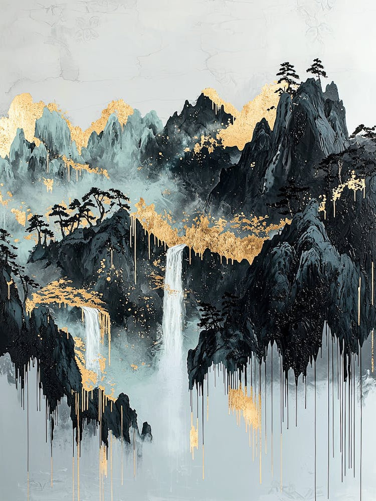 Mont Blanc Golden Peaks - Liquid Gold Art