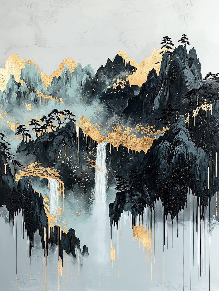 Mont Blanc Golden Peaks - Liquid Gold Art