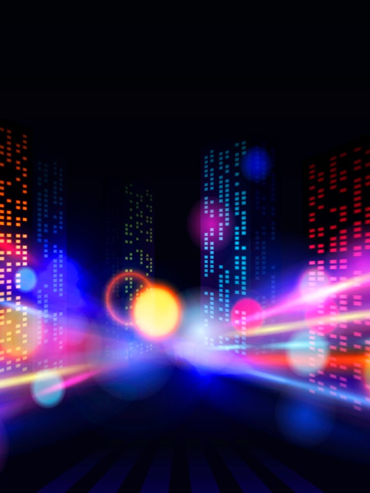 Abstract City Lights - synthwave neon poster