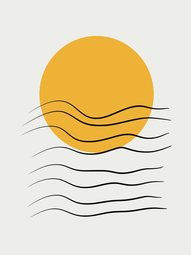 Minimalist Sun And Ocean Line