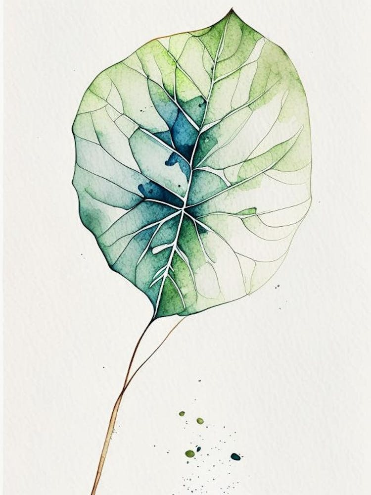 Morning Glory Leaf Minimalist Watercolour