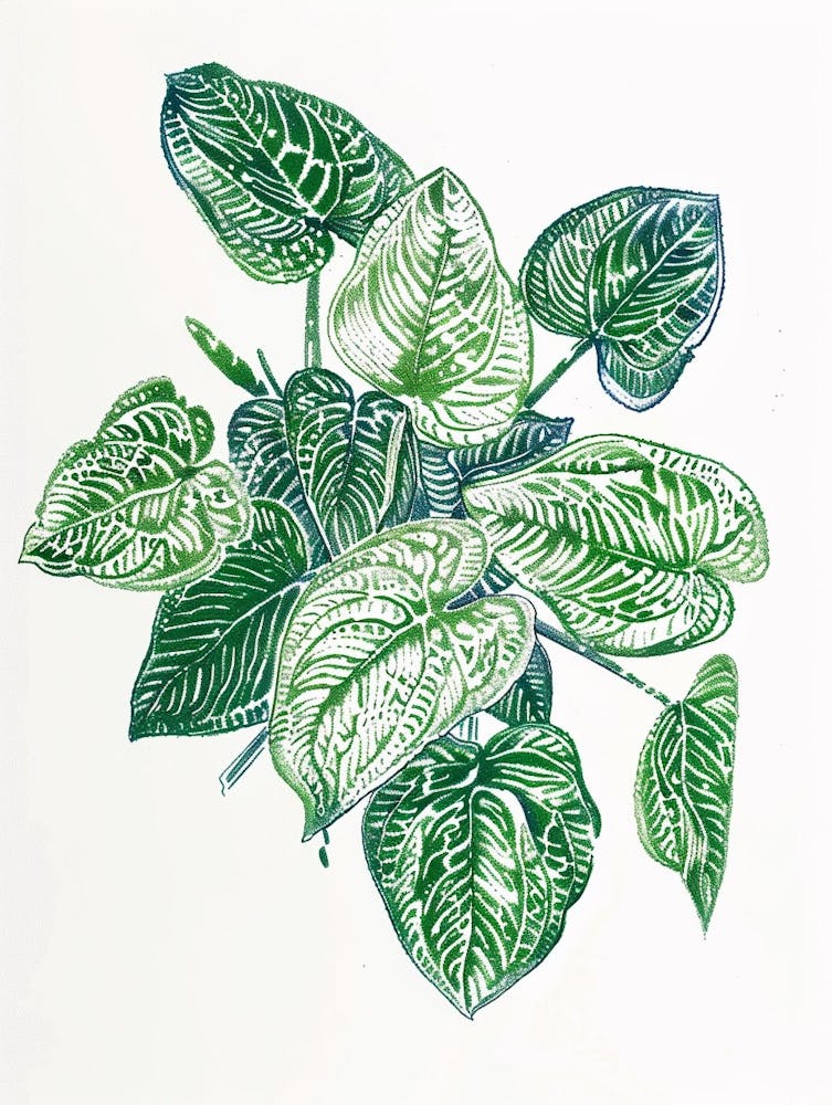 Fittonia Maranta Botanische Linienillustration 4