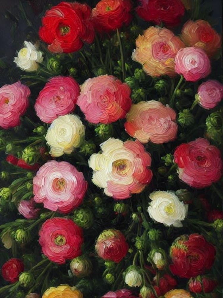Ranunculus Still Life Oil Painting Flower