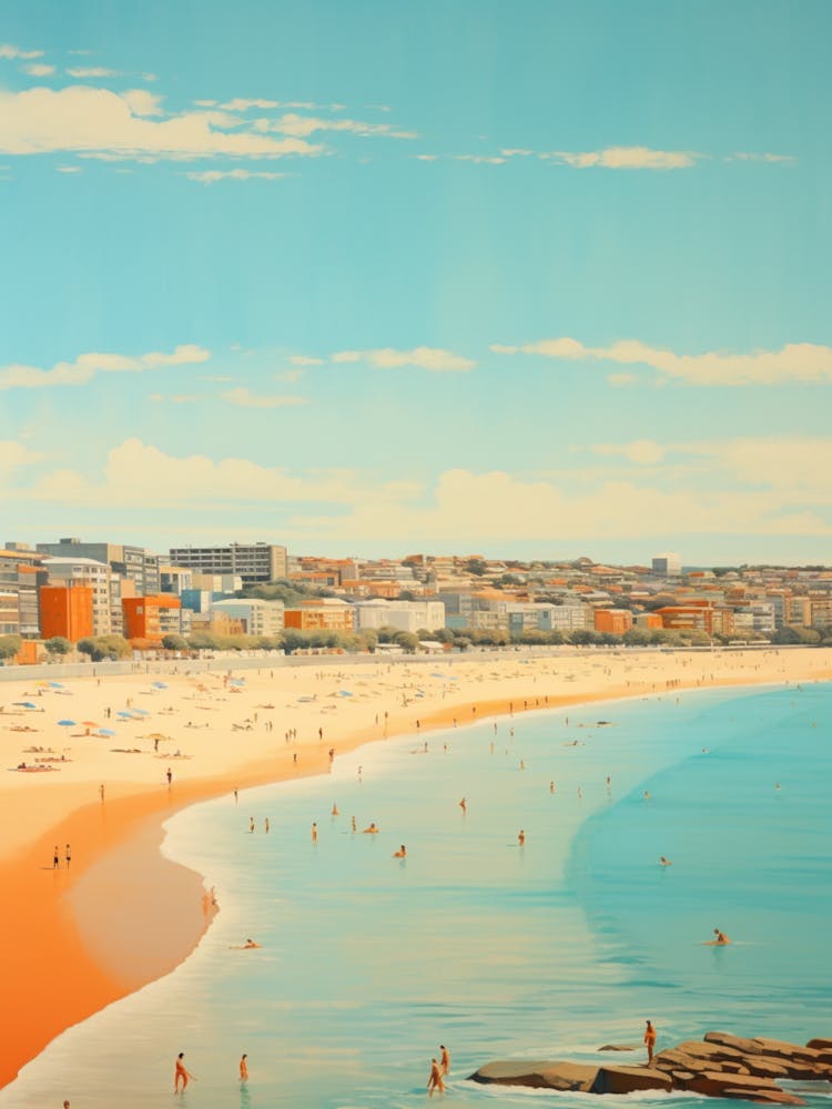 Bondi Beach Sydney Australia Mediterranean Style Illustration 3