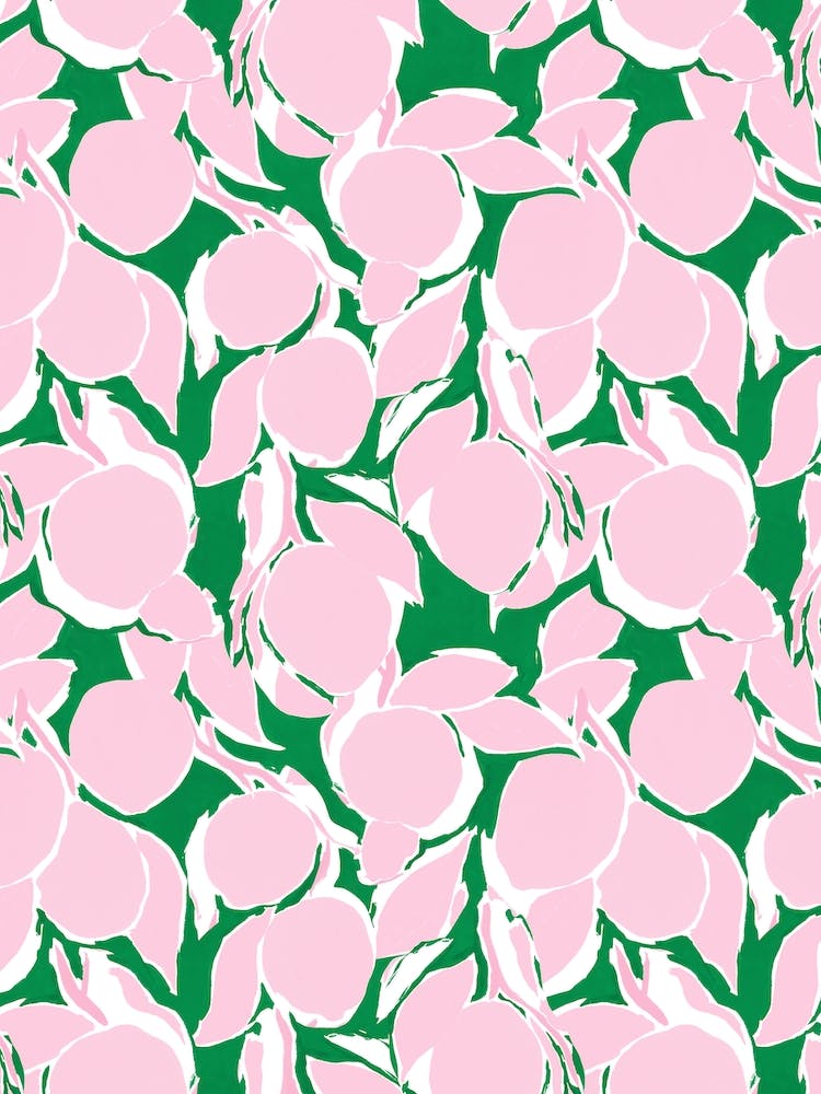 Pink And Green Citrus Print
