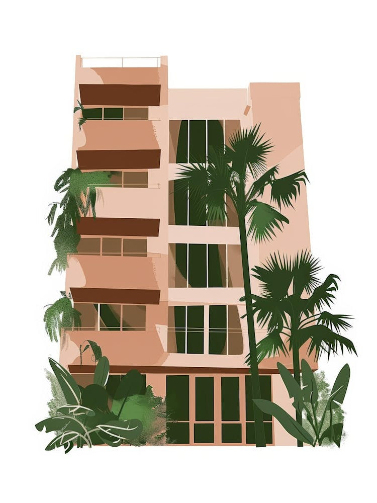 Apartment Building With Palm Trees