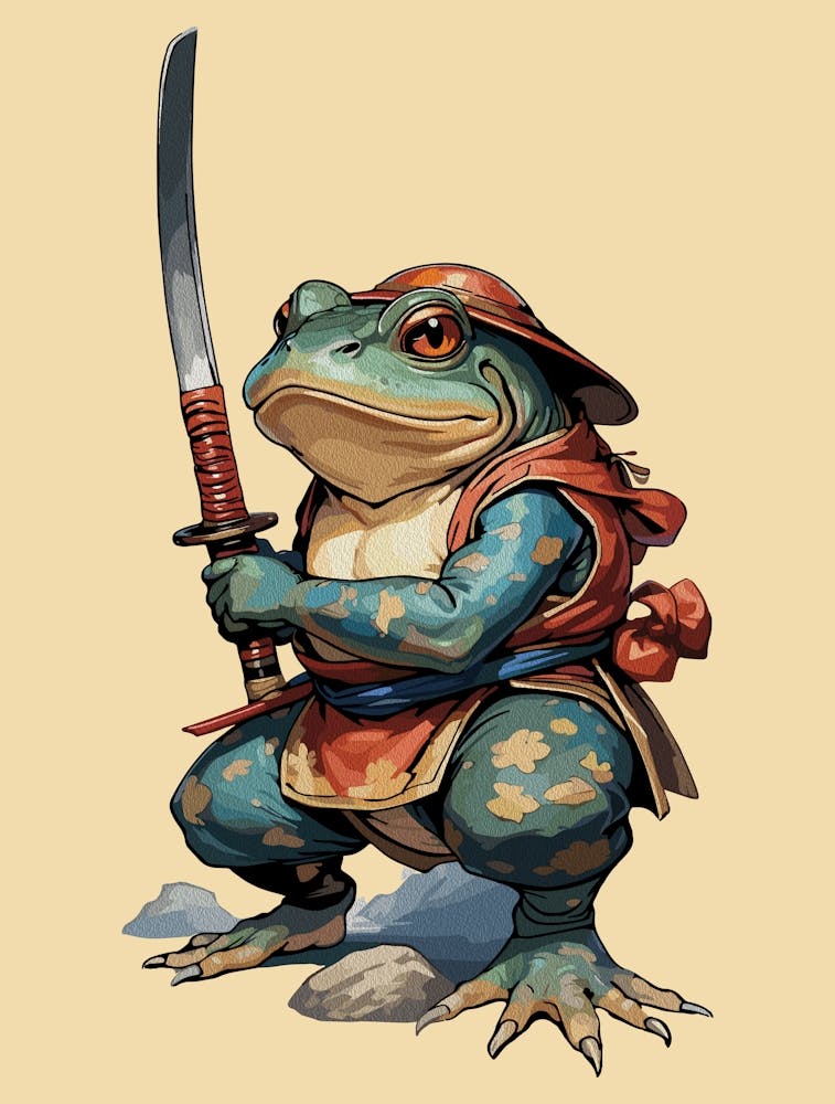 Samurai Frog Warrior With Katana