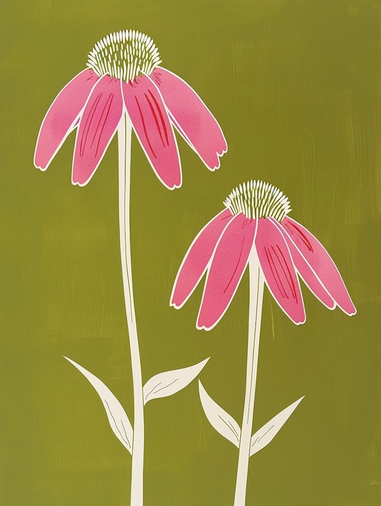 Pink & Green Coneflower 1
