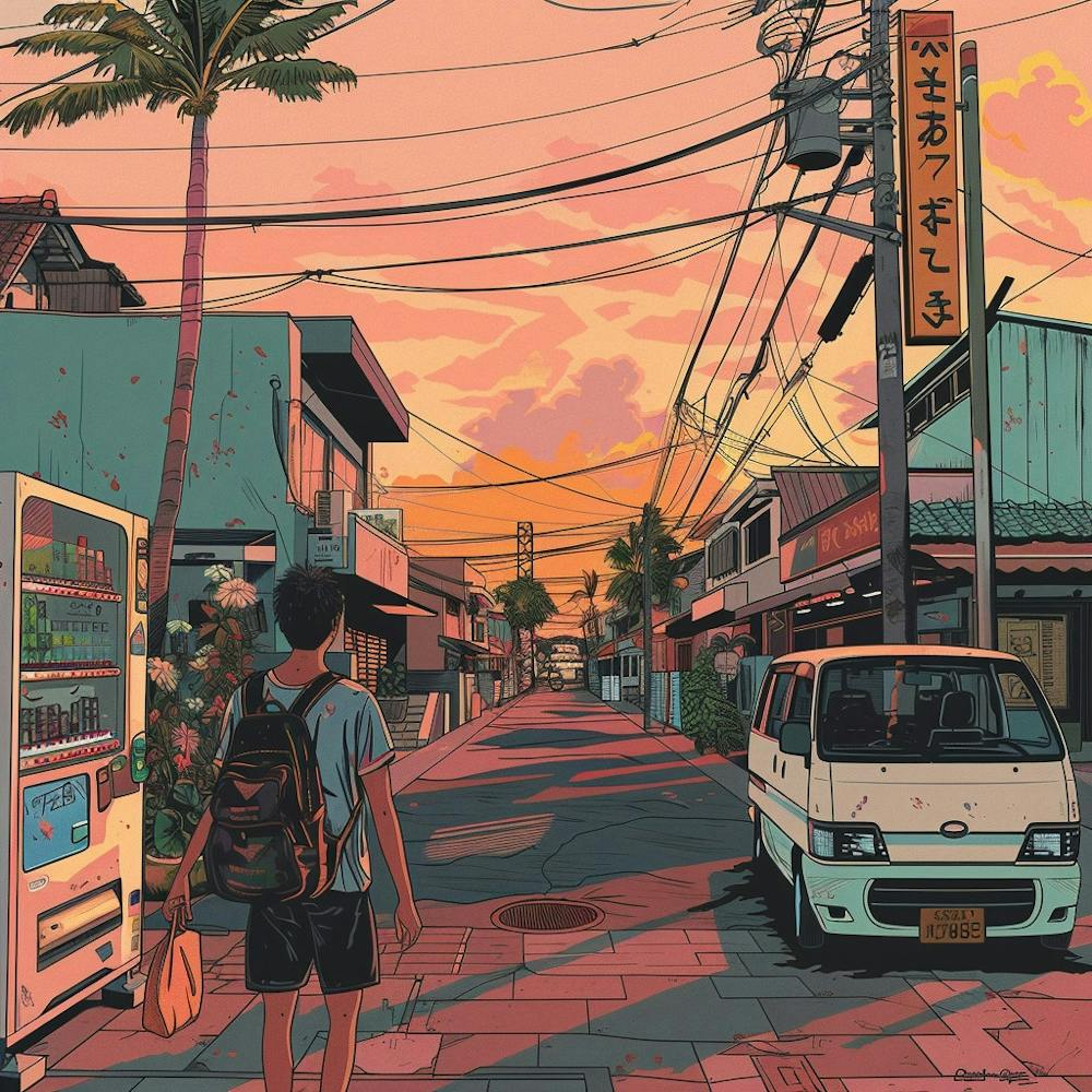 Boy Walking Down A Street