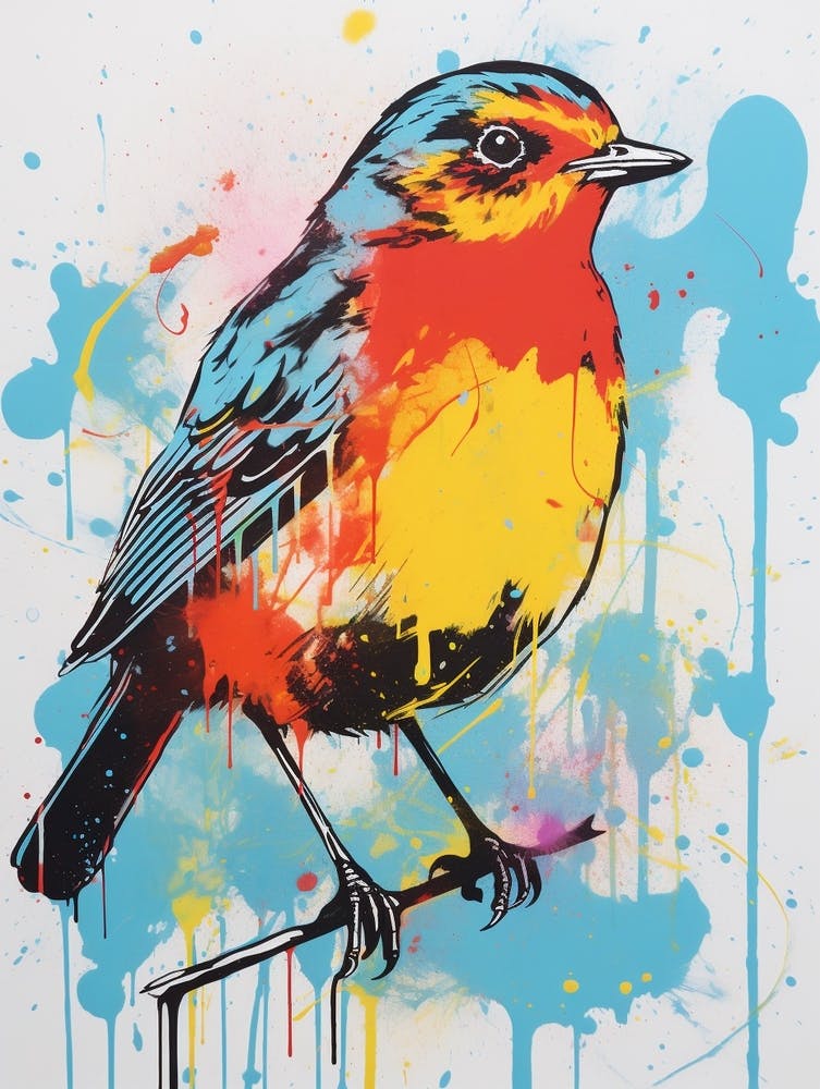 Andy Warhol Style Bird European Robin 1