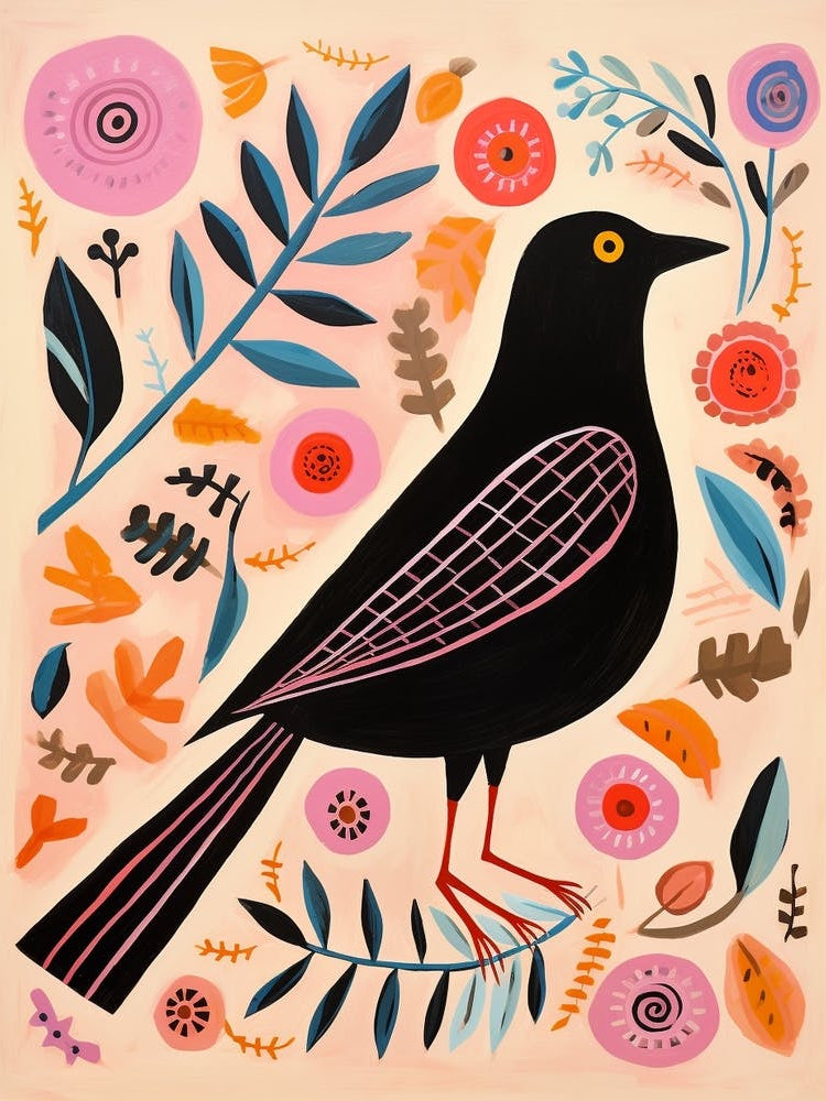 Pink Scandi Blackbird 1
