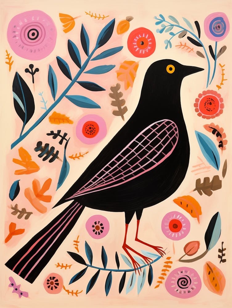 Pink Scandi Blackbird 1