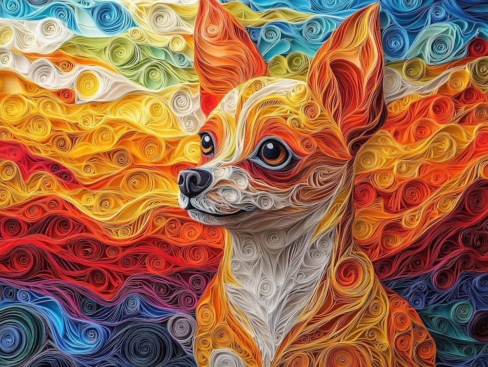 Chihuahua Paper Quill Dog Portrait