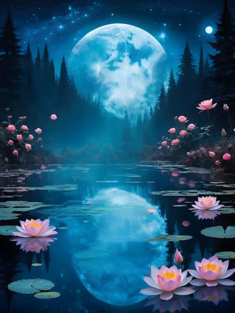 Moonlight Lily Pond
