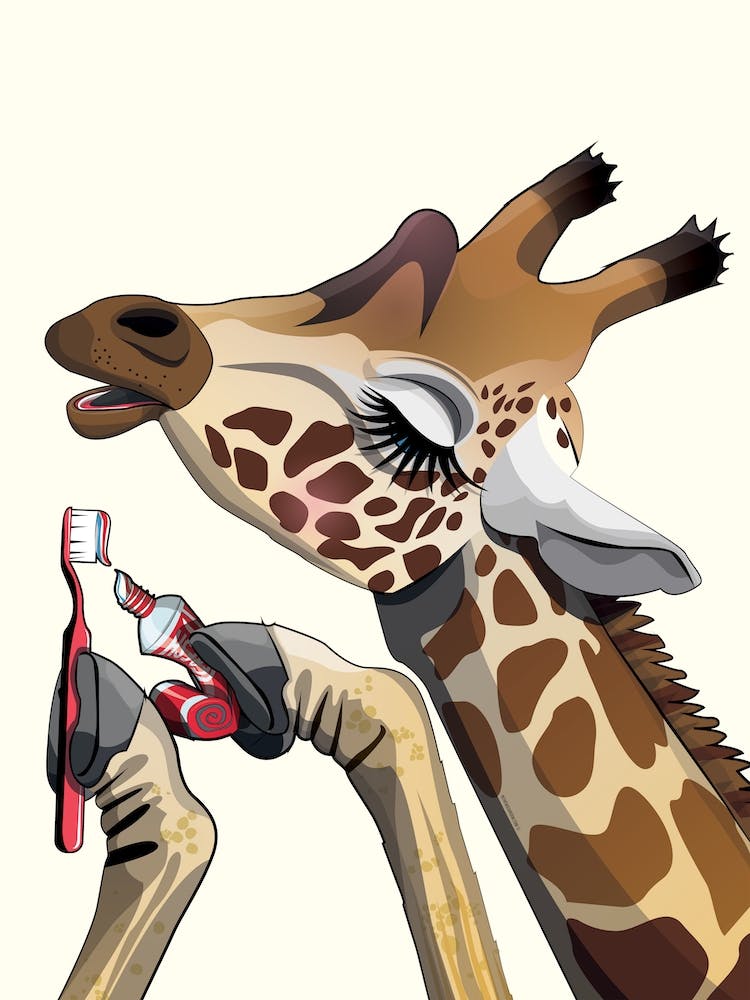 Giraffe Brushing Teeth