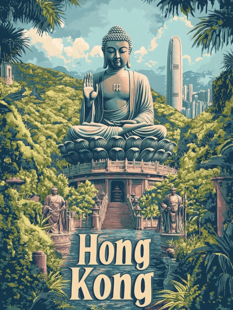 Aihrgdesign A Mid Century Modern Travel Poster For Hong Kong 6