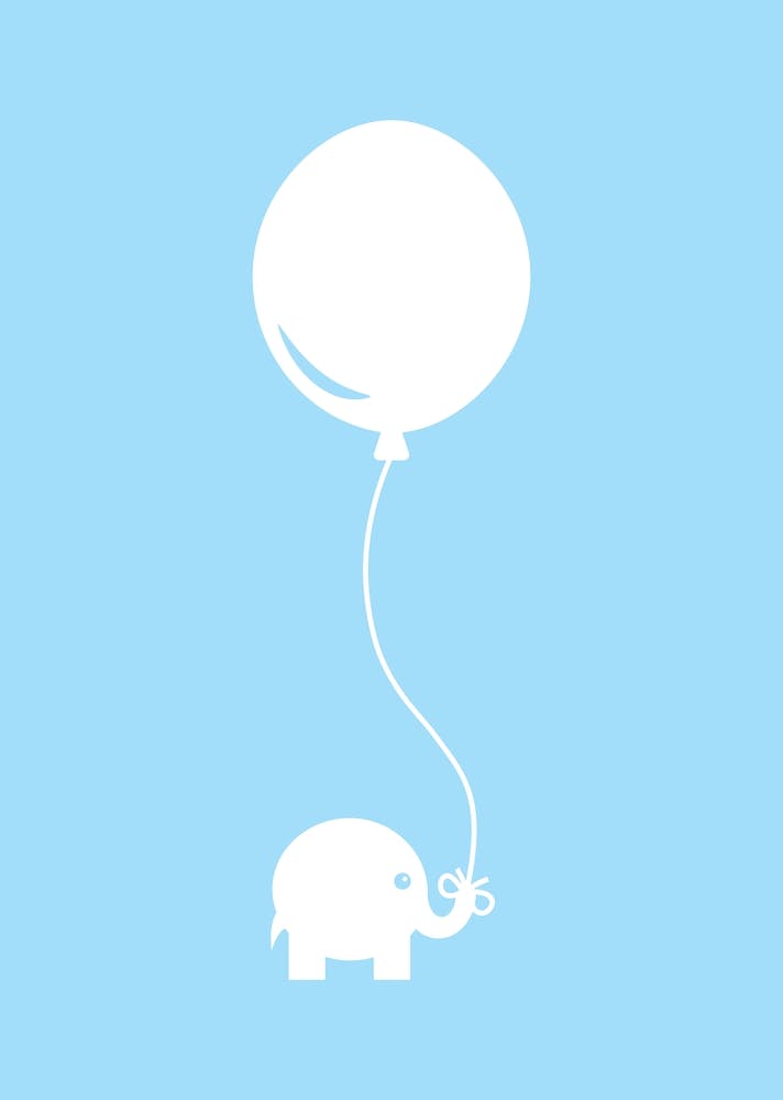 Elephant with Balloon (Blue)