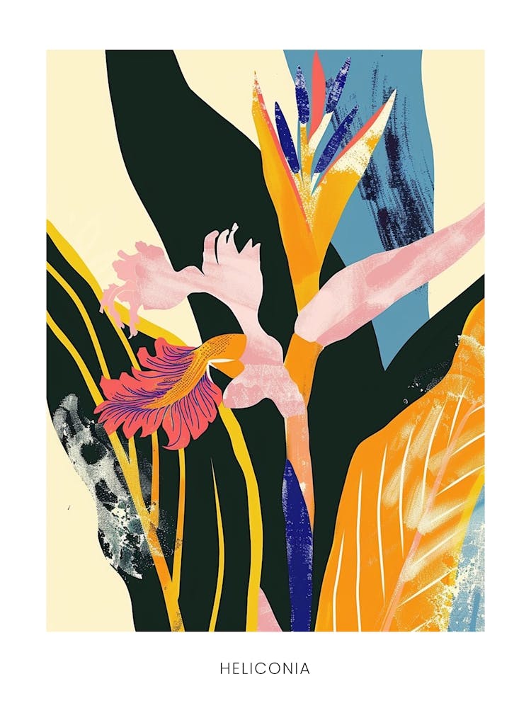 Colourful Flower Illustration Poster Heliconia 1