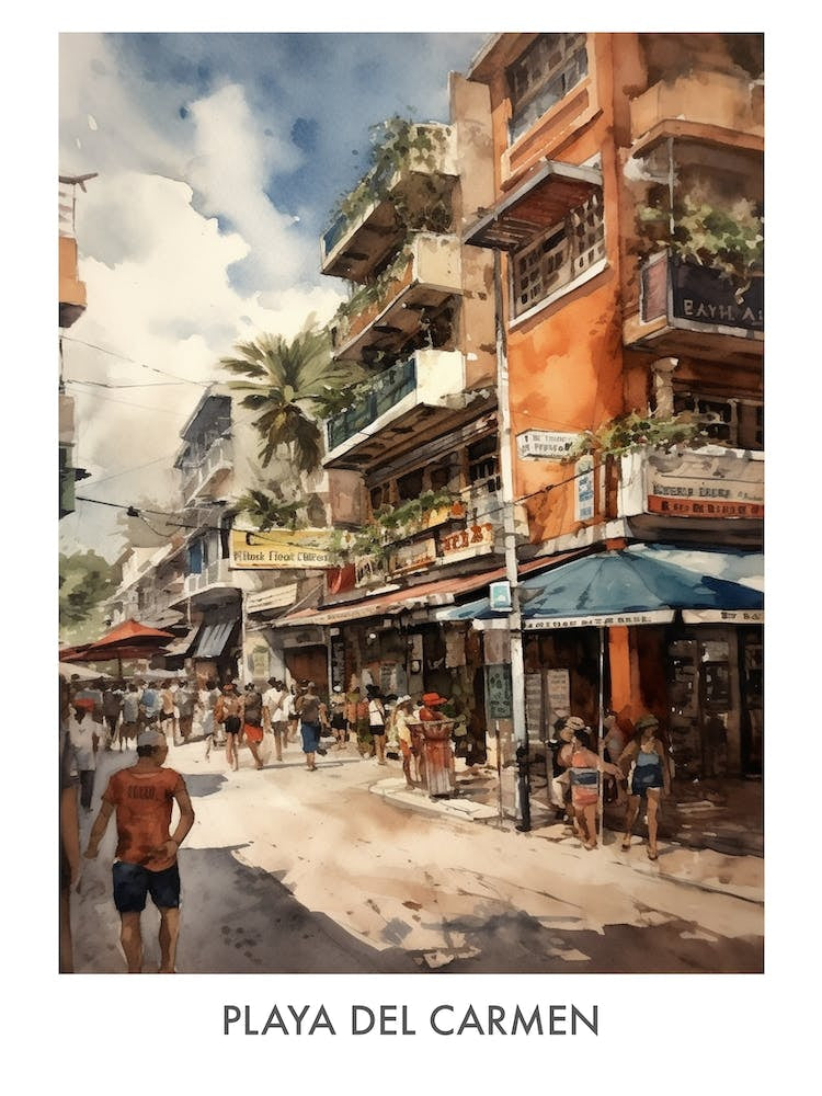 Playa Del Carmen Watercolor 4travel Poster