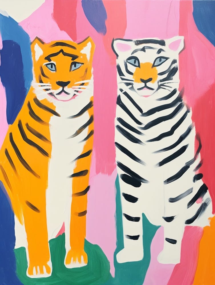 Colourful Kids Animal Art Siberian Tiger 3
