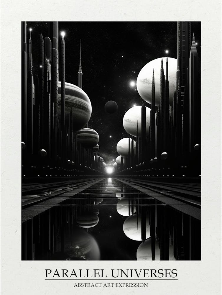 Parallel Universes Abstract Black And White 5 Poster