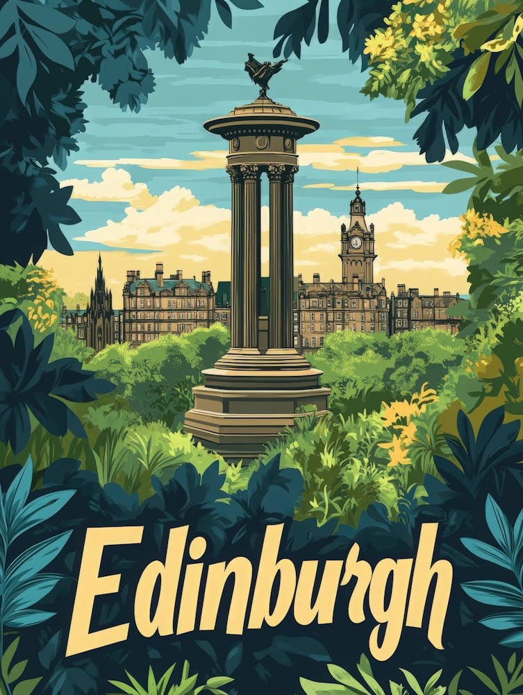 Aihrgdesign A Mid Century Modern Travel Poster For Edinburgh 4